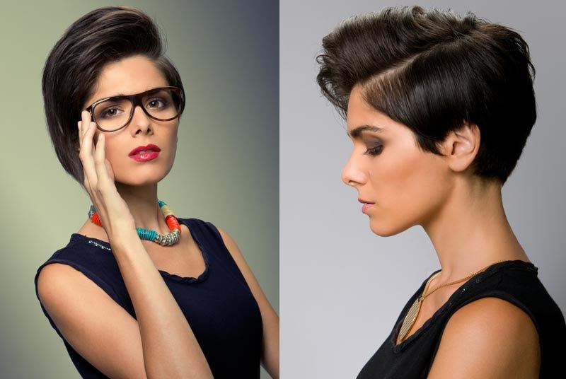 Image of Pixie cut hairstyle for oval face with glasses